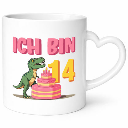 14. Geburtstag | Jahre Dinosaurier mit Kuchen lustiger Spruch Geschenk