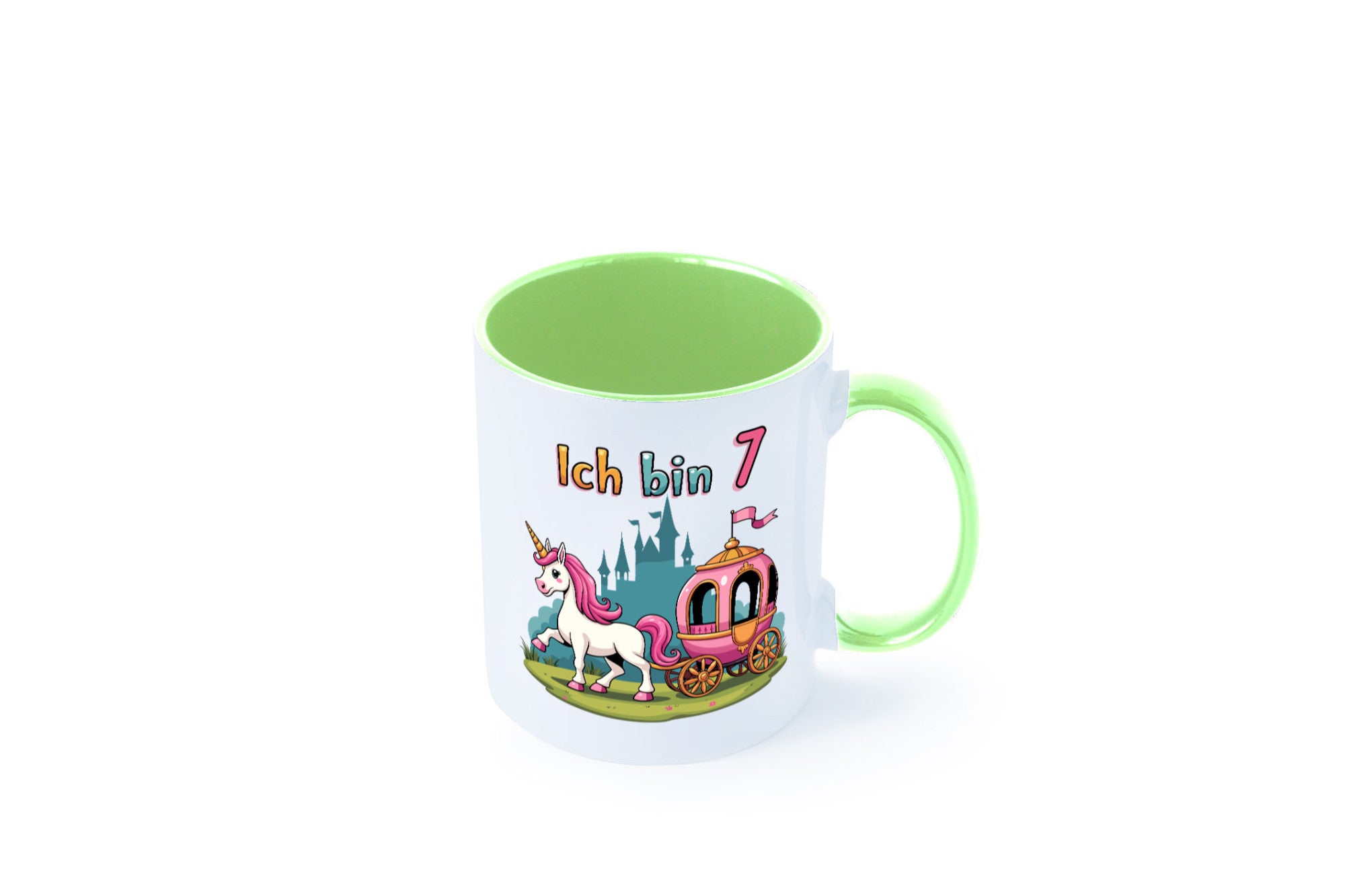 7. Geburtstag | Prinzessin in Kutsche Einhorn lustiger Spruch Geschenk