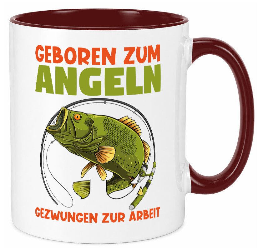 Geboren zum Angeln | Angler Tasse Fischer Spruch Humor Geschenkidee