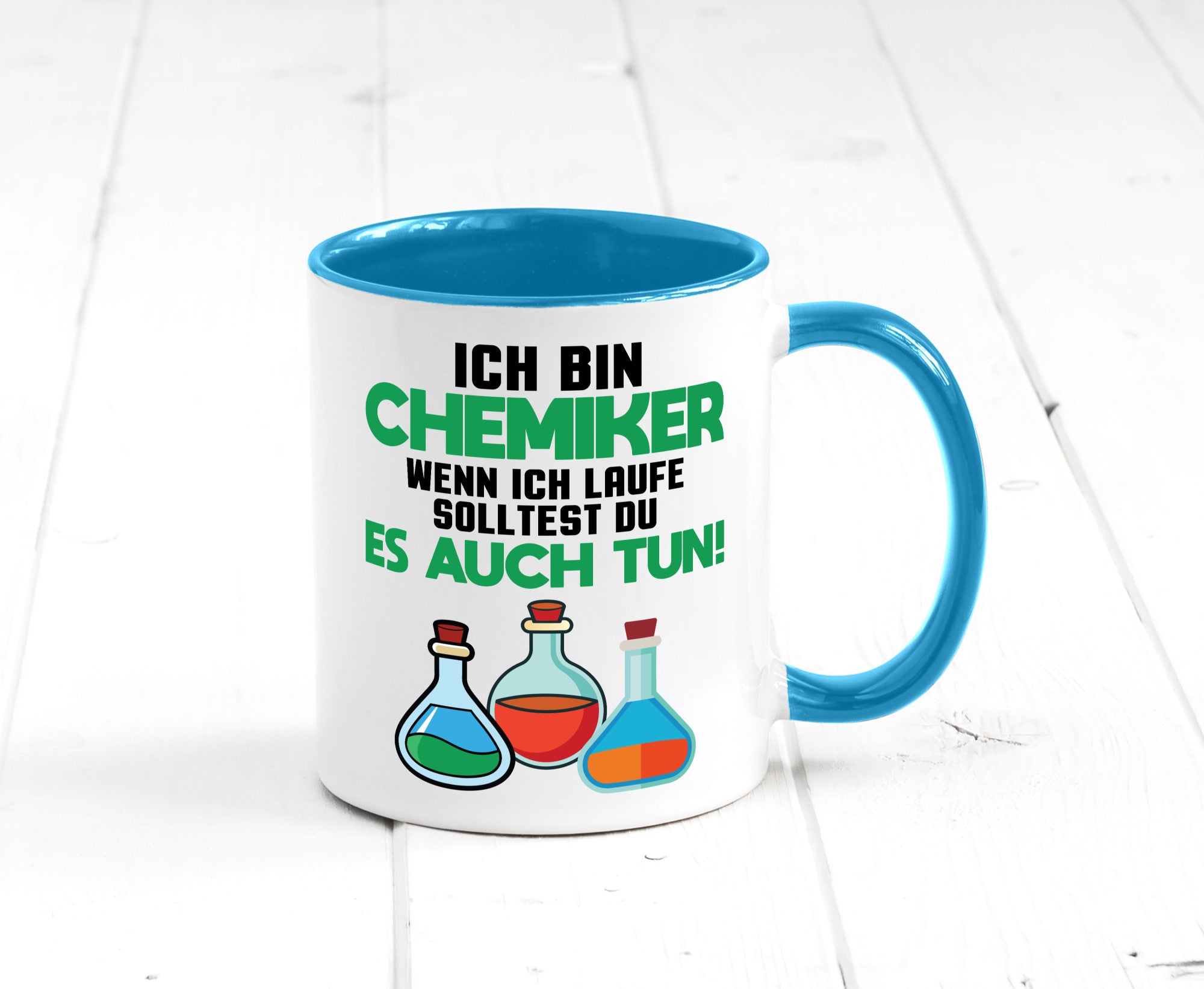 Ich bin chemiker wnen laufe solltest du es auch tun Humor Geschenkidee Tasse