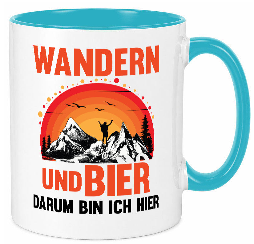Wandern und Bier darum bin ich hier | lustiger Spruch Geschenk Humor