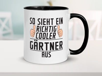 Richtig Cooler Gärtner | Gartenbau lustig Humor Geschenkidee Geschenk Tasse