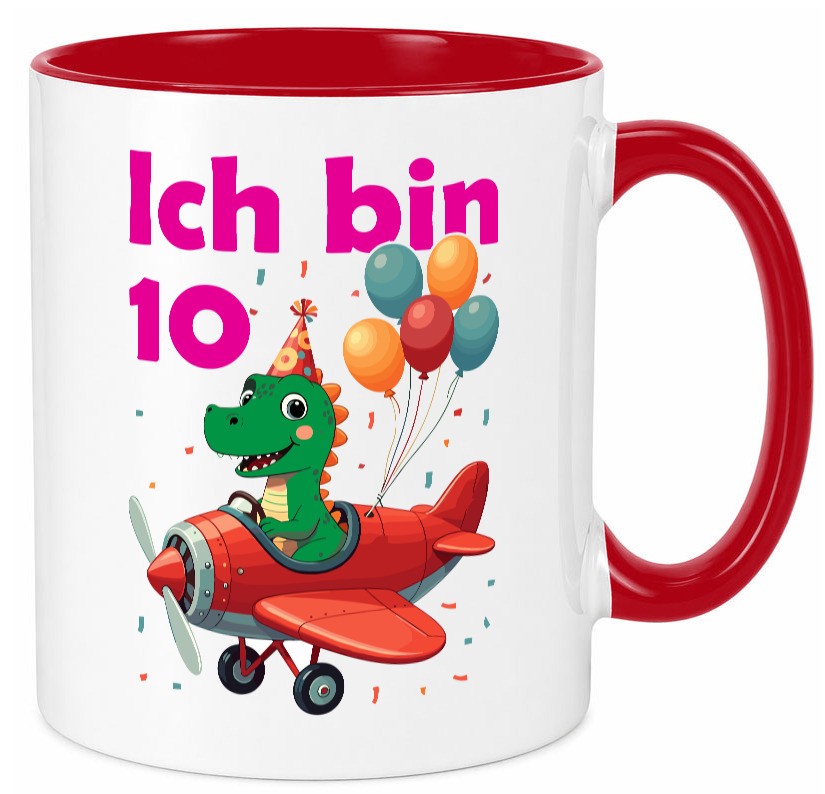 10. Geburtstag | 10 Jahre Drache Flugzeug lustiger Spruch Geschenk Geschenkidee Tasse