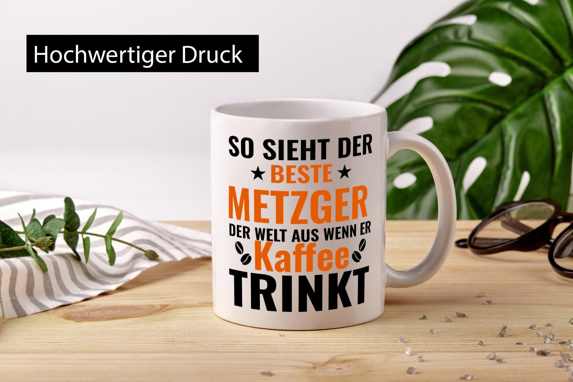 Kaffee trinkt: Metzger | Fleischer Metzgerei Geschenk Humor Geschenkidee