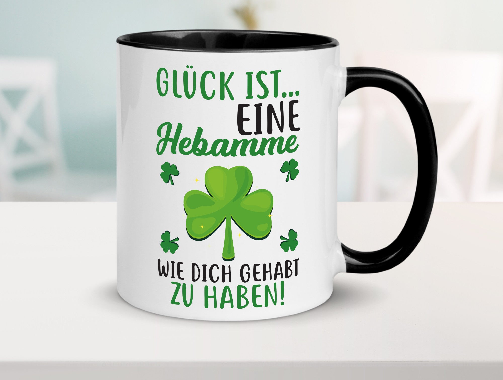Hebamme Dankeschön | Dankes Tasse Kleeblätter Glück Humor Geschenkidee