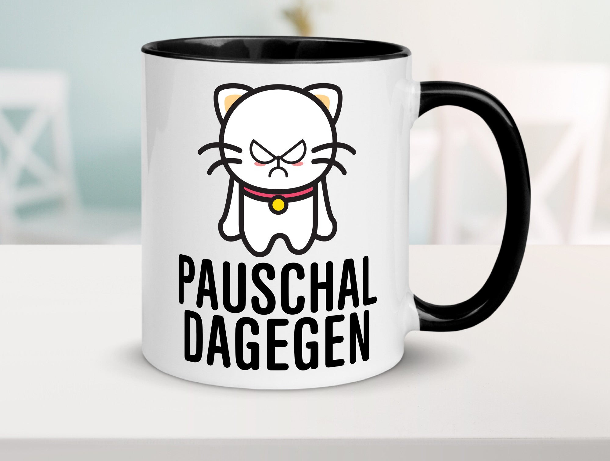Pauschal dagegen | Katze Wut Geschenk Tierliebhaber Humor lustiger Spruch Tasse