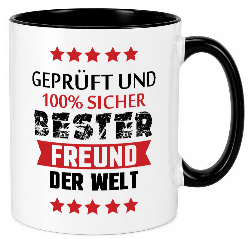 Geprüft &amp; Sicher bester Freund | Freundschaft lustiger Spruch Geschenk Humor Tasse
