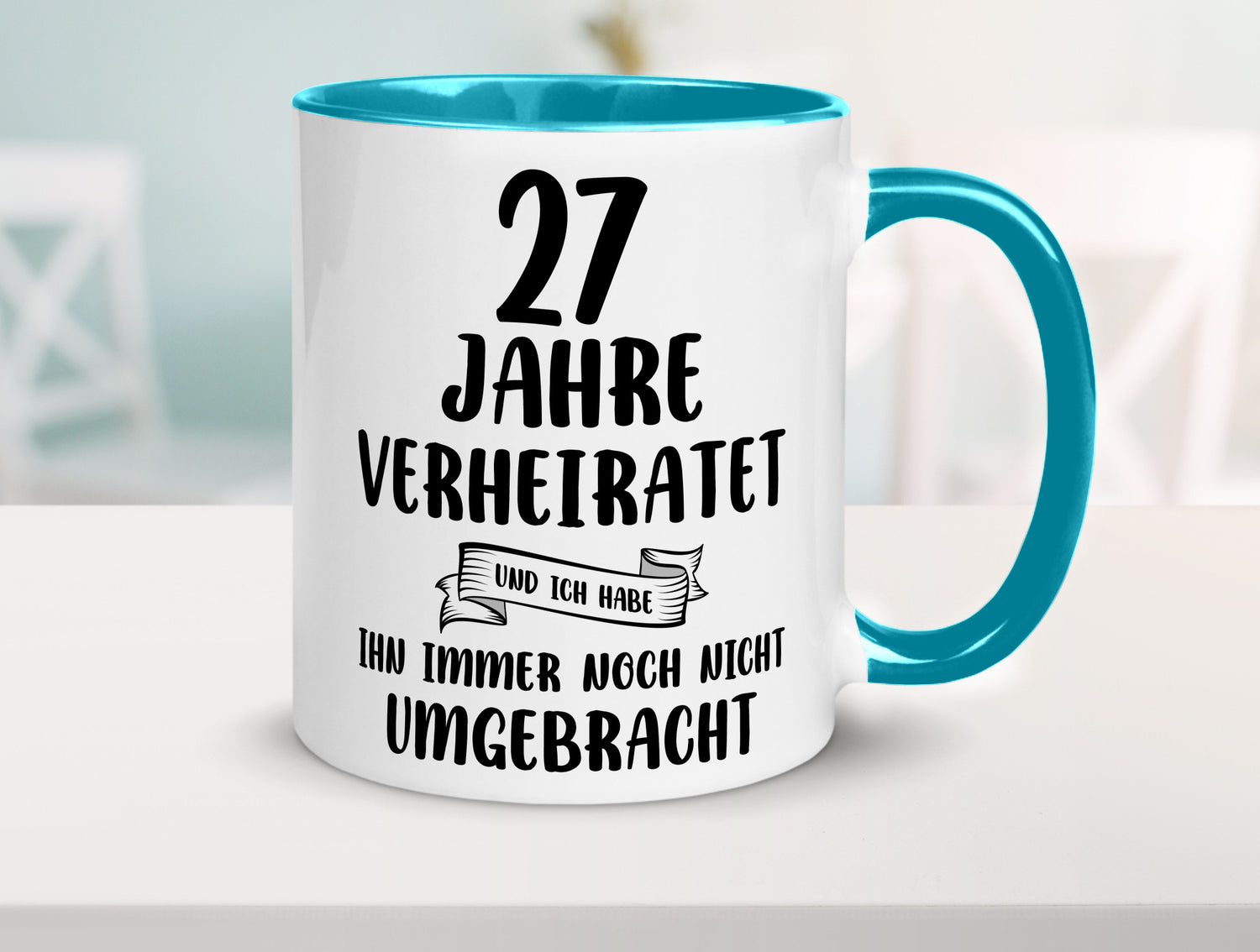 27 Jahre Verheiratet, immer noch am Leben! Geschenkidee Humor Tasse