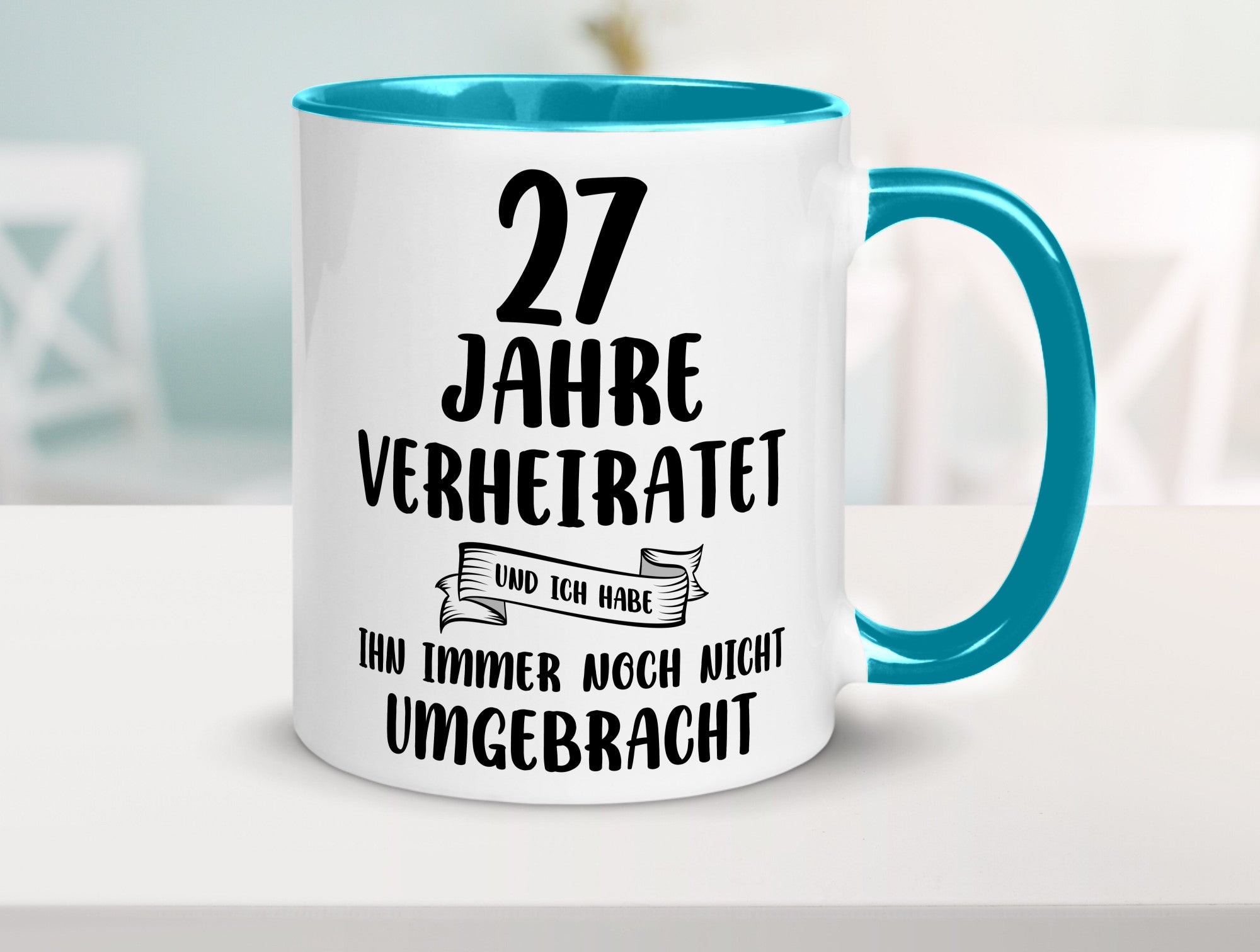 27 Jahre Verheiratet, immer noch am Leben! Geschenkidee Humor Tasse