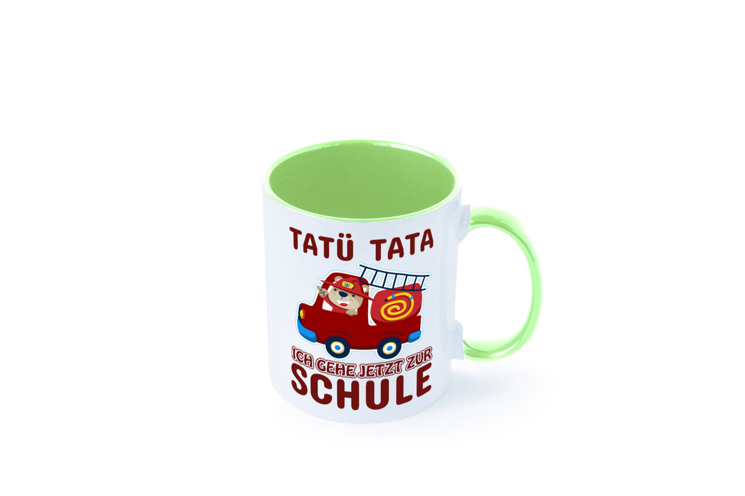 Bär in Feuerwehrauto | Tatü Tata Einschulung Tasse Humor Geschenkidee