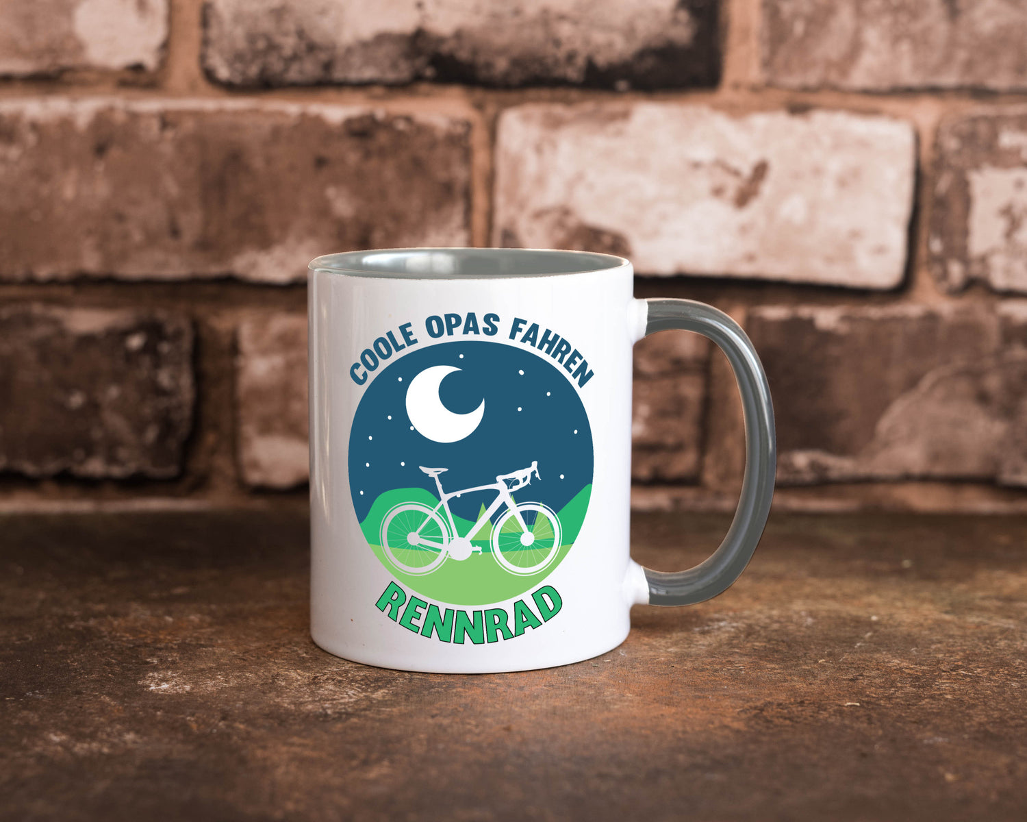 Coole Opas fahren Rennrad | Mond Landschaft Geschenk Familie Geschenkidee
