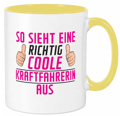 Richtig Coole Kraftfahrerin | Lastwagen LKW Fahrerin lustig Humor Geschenkidee Tasse