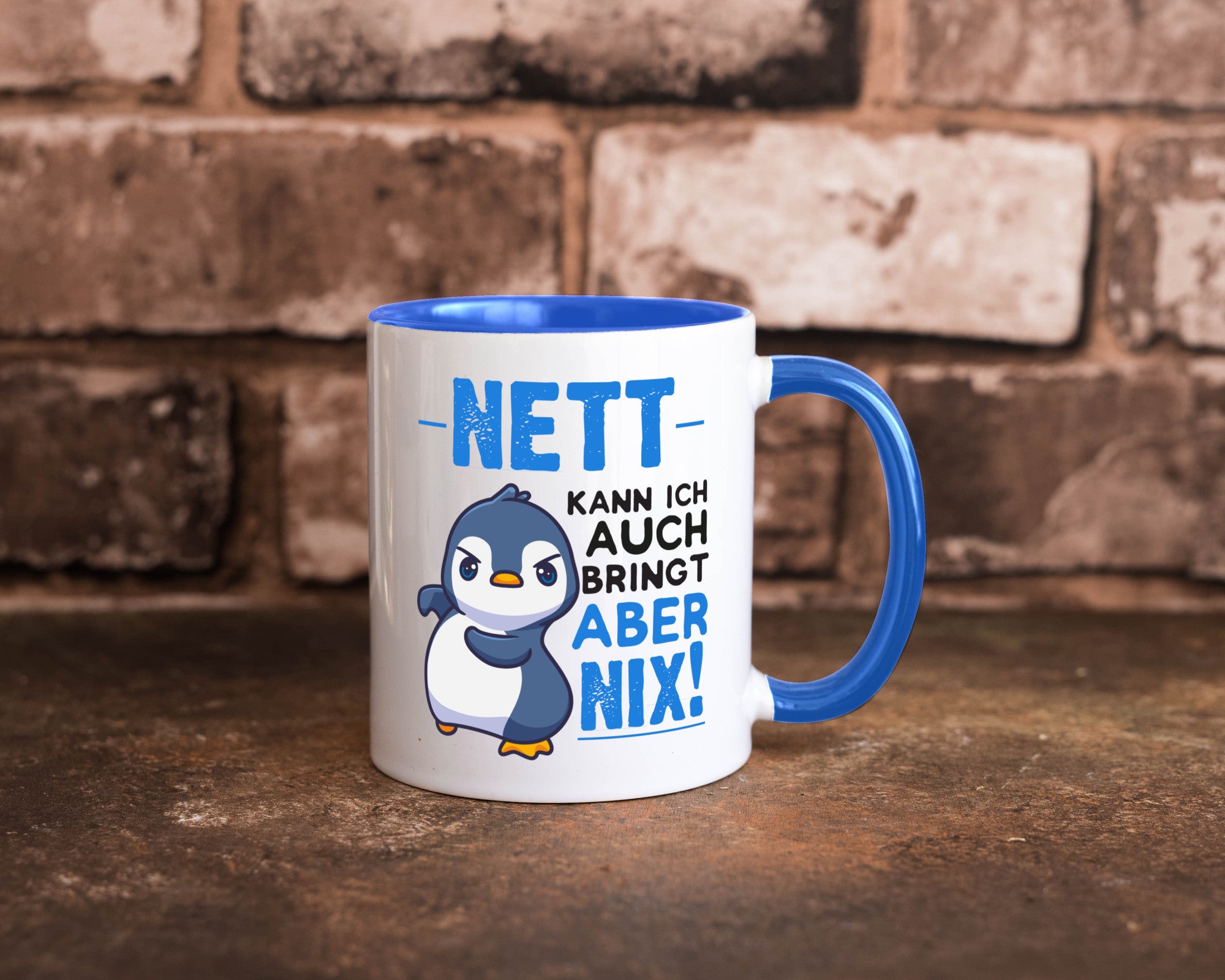 Nett kann ich auch | lustige Spruchtasse Pinguin Geschenk Humor Geschenkidee