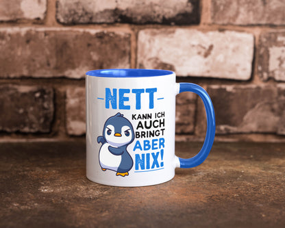 Nett kann ich auch | lustige Spruchtasse Pinguin Geschenk Humor Geschenkidee