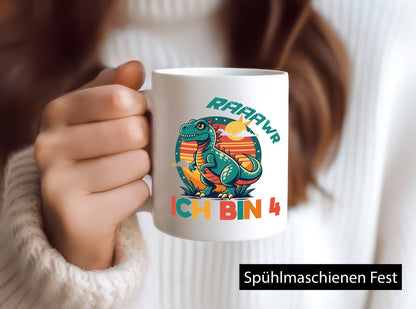 Rawwwww ich bin 4 | Jähriger 4. Geburtstag Dino Humor Geschenkidee Tasse