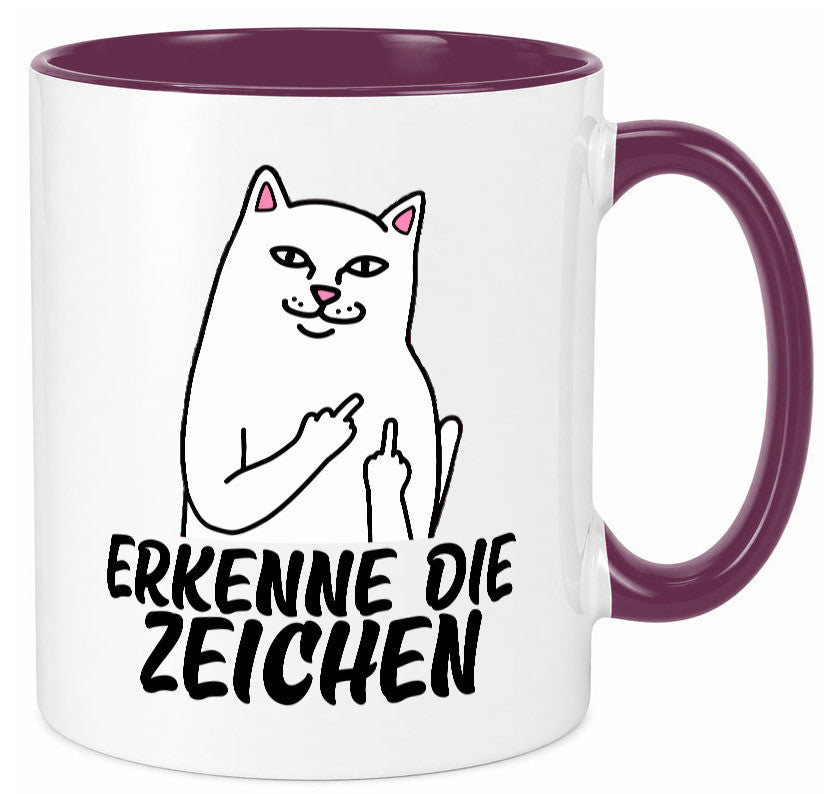 Erkenne die Zeichen | Katze Schatten Mittelfinger Geschenk Tierliebhaber Humor