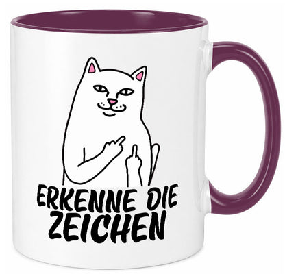 Erkenne die Zeichen | Katze Schatten Mittelfinger Geschenk Tierliebhaber Humor