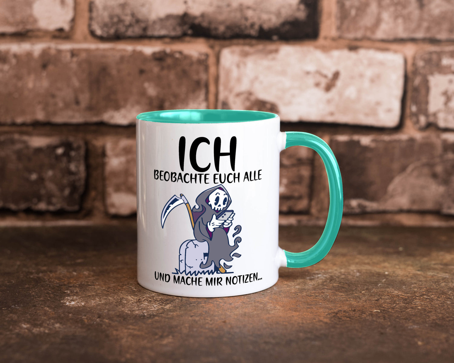 Ich beobachte euch | Sensenmann Sense Skelett Humor Geschenkidee Tasse