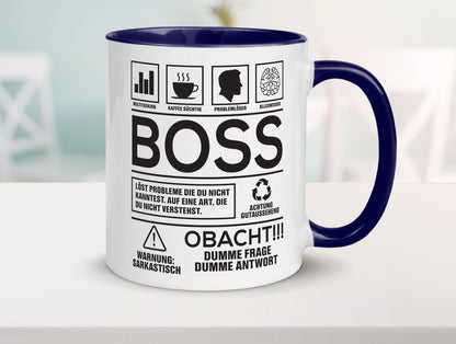 Achtung Probleme Boss | Führungskraft Vorgesetzter lustig Humor Geschenkidee Tasse