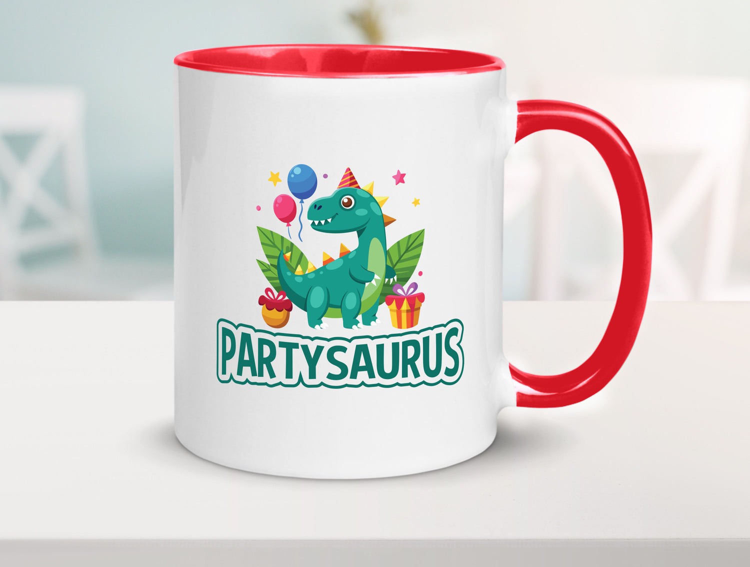 Partysaurus | Geburtstag Dinosaurier Luftballon Geschenkidee Humor Tasse