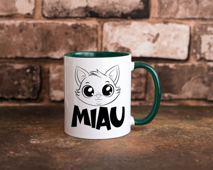 Miau | Katze Geschenkidee Tierliebhaber Humor Tasse