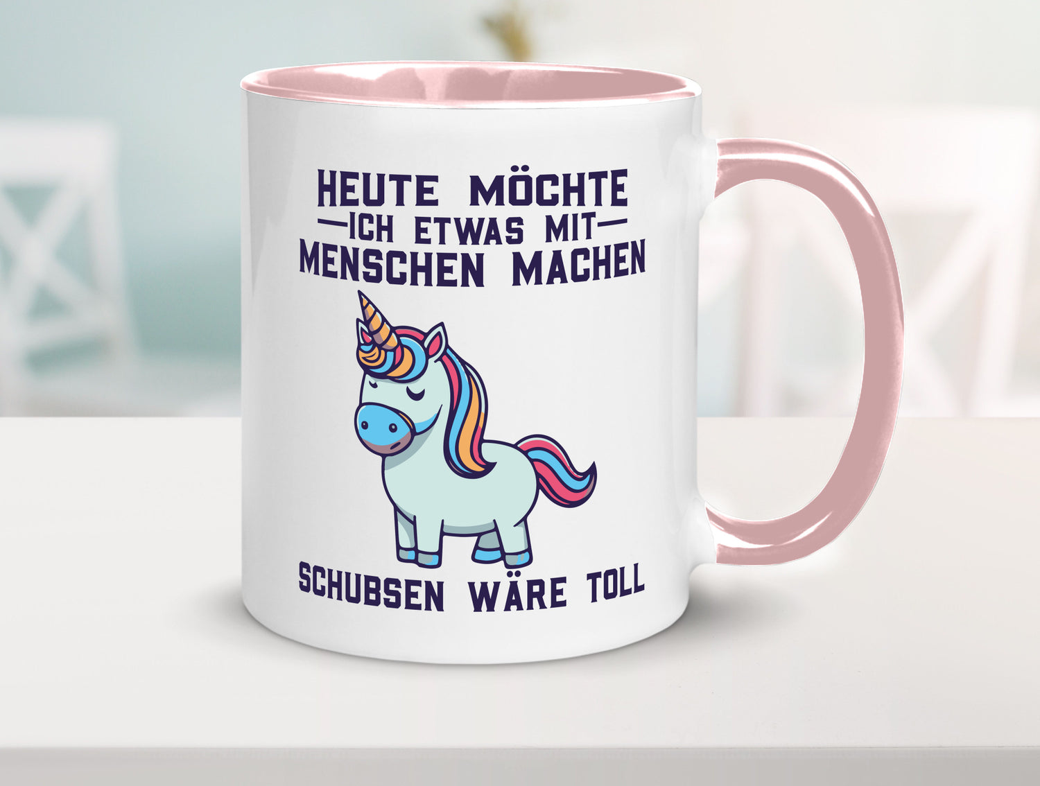 Heute möchte ich Menschen schubsen | Einhorn v2 Geschenk Humor Geschenkidee