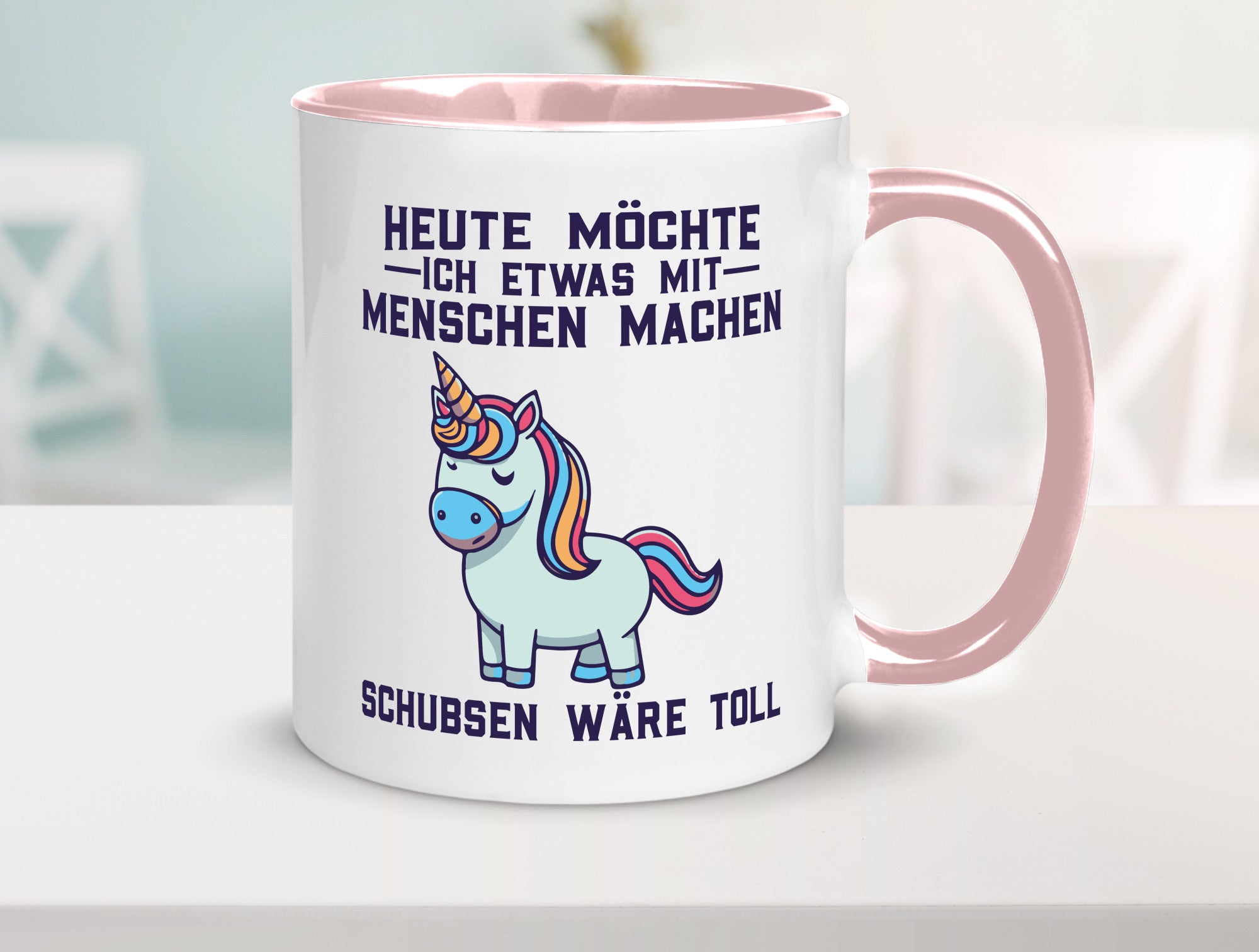Heute möchte ich Menschen schubsen | Einhorn v2 Geschenk Humor Geschenkidee