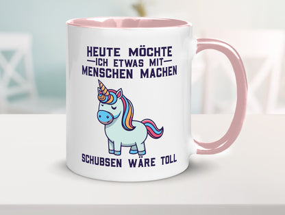 Heute möchte ich Menschen schubsen | Einhorn v2 Geschenk Humor Geschenkidee
