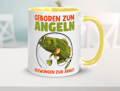 Geboren zum Angeln | Angler Tasse Fischer Spruch Humor Geschenkidee