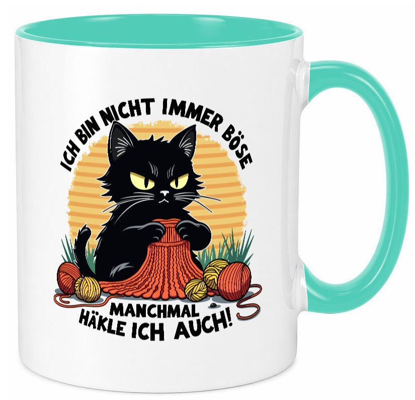 Manchmal Häkle ich auch | Schwarze Katze Häkeln lustig Tierliebhaber Humor Tasse