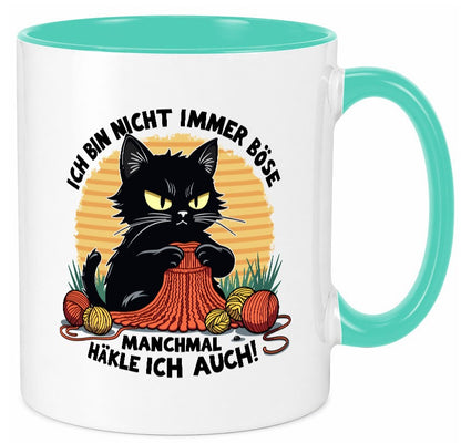 Manchmal Häkle ich auch | Schwarze Katze Häkeln lustig Tierliebhaber Humor Tasse