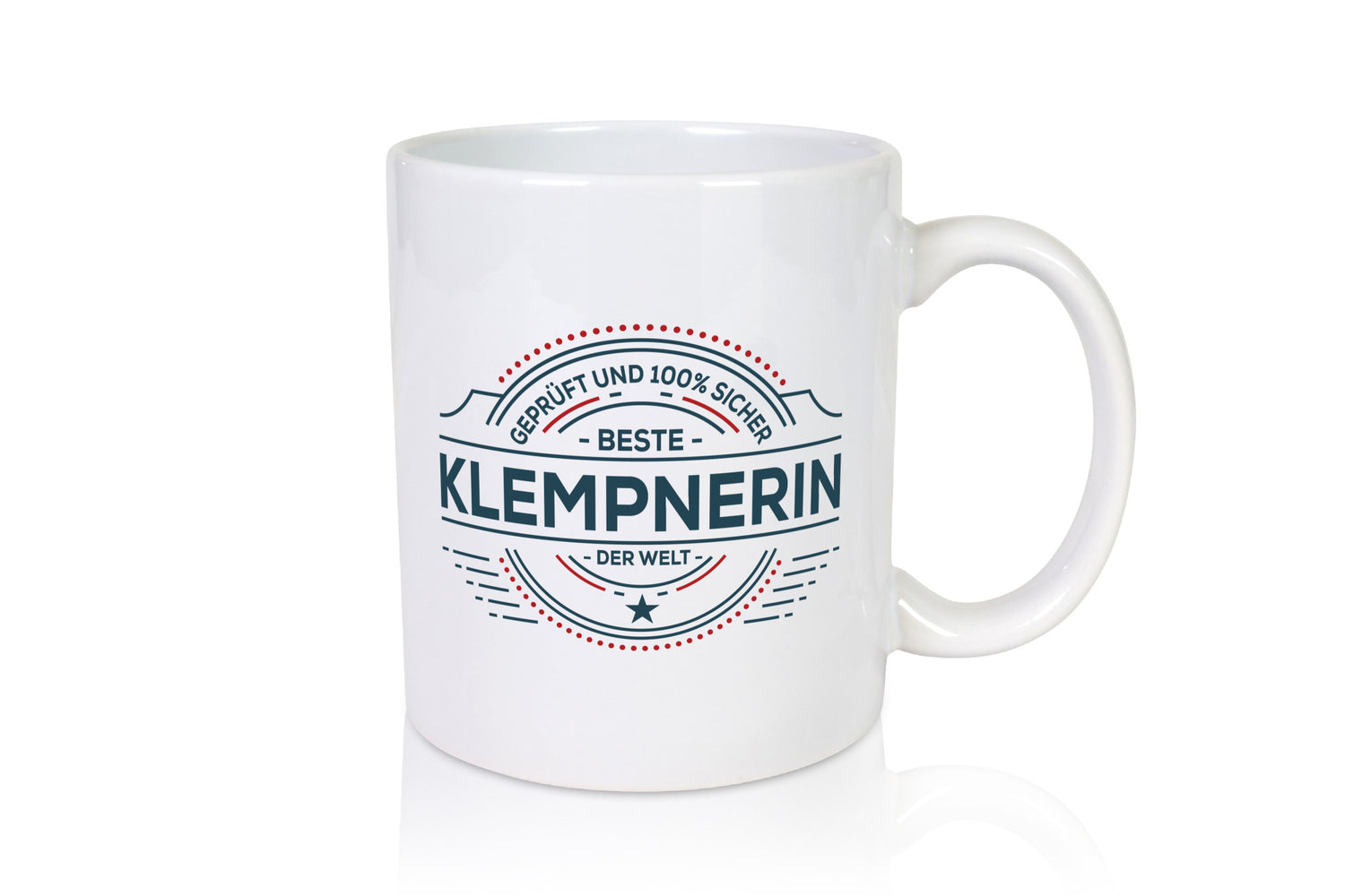 Geprüft und sicher: Klempnerin | Klempnerinnen Humor Geschenkidee Tasse