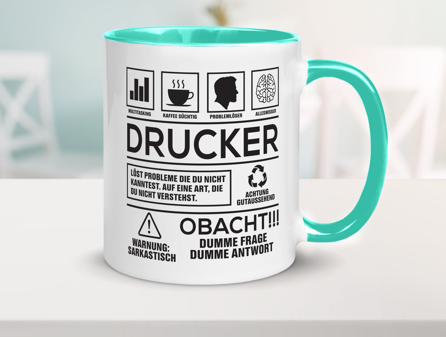 Achtung Probleme Drucker | Druckerei Print Medien Humor Geschenkidee Tasse