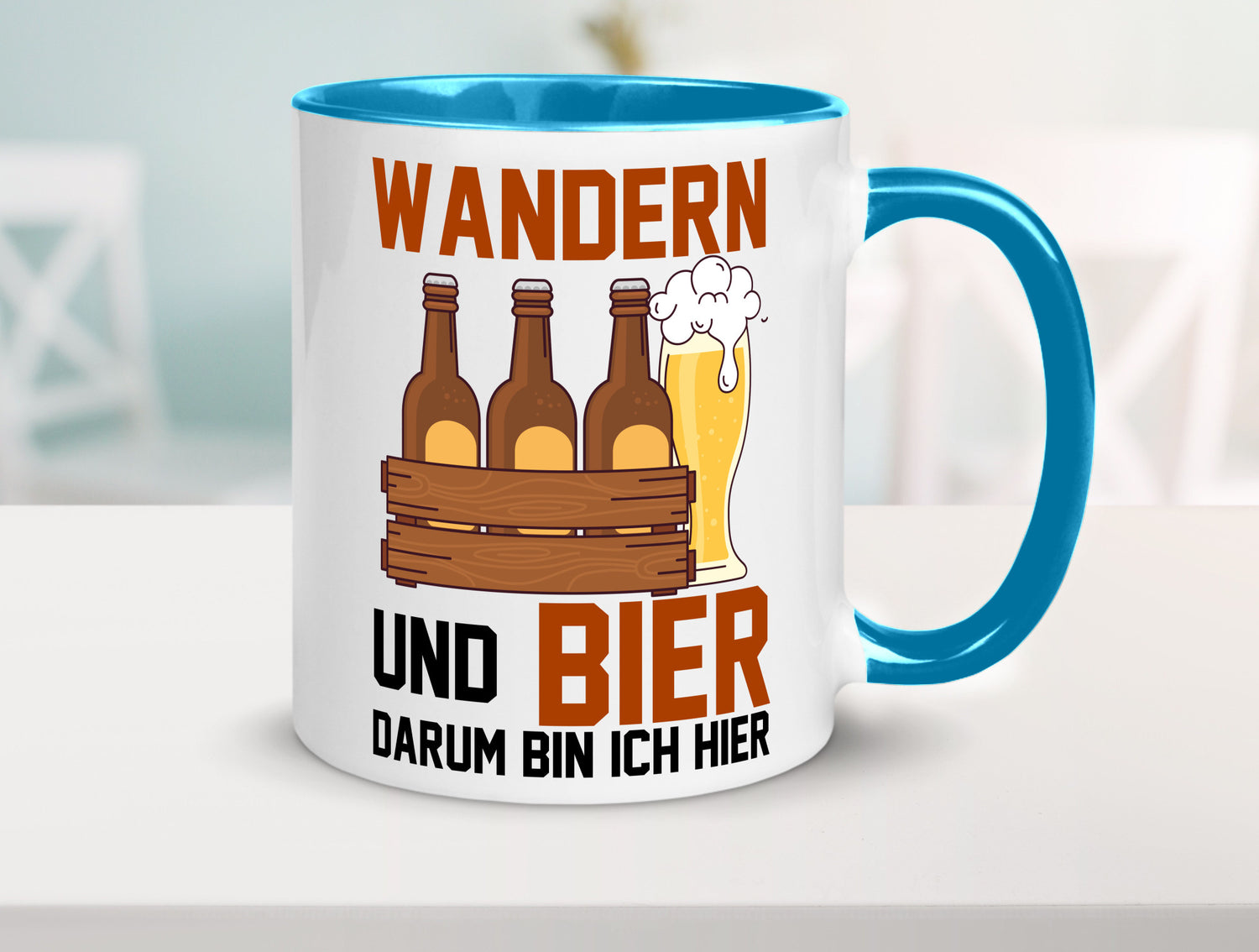 Wandern und Bier darum bin ich hier | Bierkasten lustiger Spruch Geschenk Humor