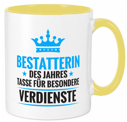 Besonderer Verdienst: Bestatterin | Bestattung lustig Humor Geschenkidee Tasse