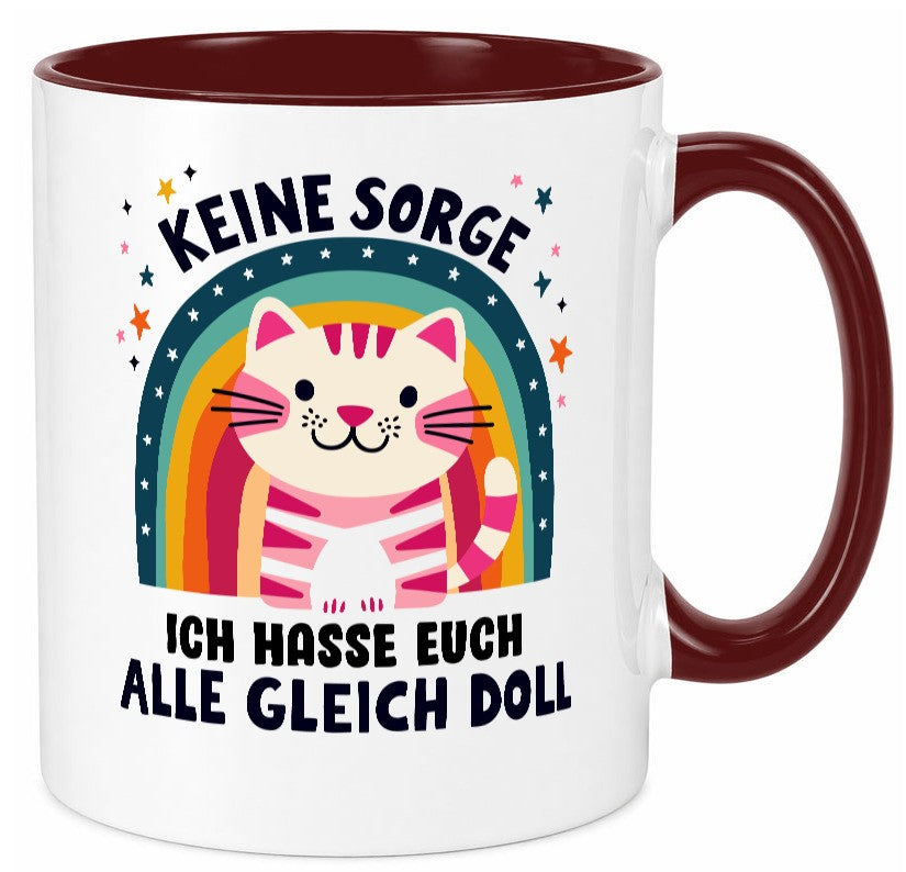 Ich hasse euch alle gleich doll | Katze Sarkasmus lustig Tierliebhaber Humor Tasse