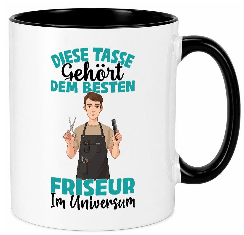 Im Universum: Friseur | Frisör lustiger Spruch Geschenk Humor Geschenkidee Tasse
