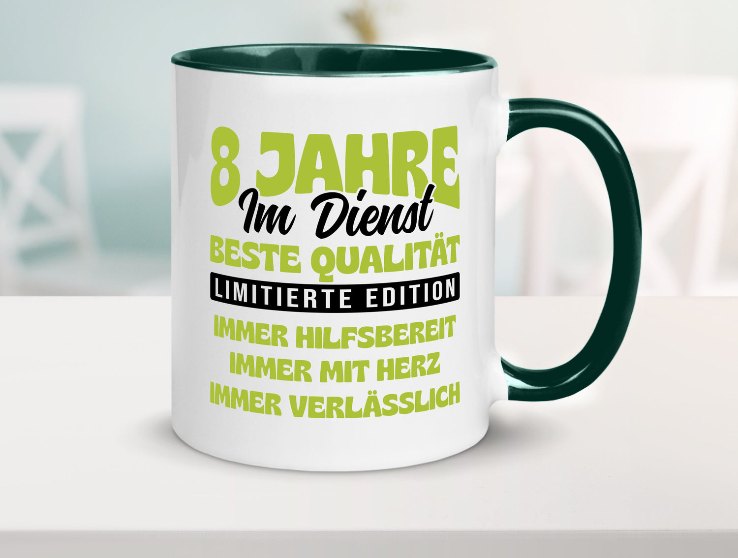 8 Jahre im Dienst | Jubiläum Arbeit v4 lustig Kollegen Büro Geschenk Tasse