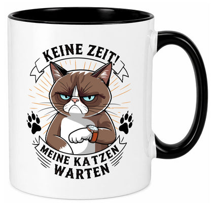 Keine Zeit meine Katzen Warten | Schwarze Katze Geschenkidee Tierliebhaber