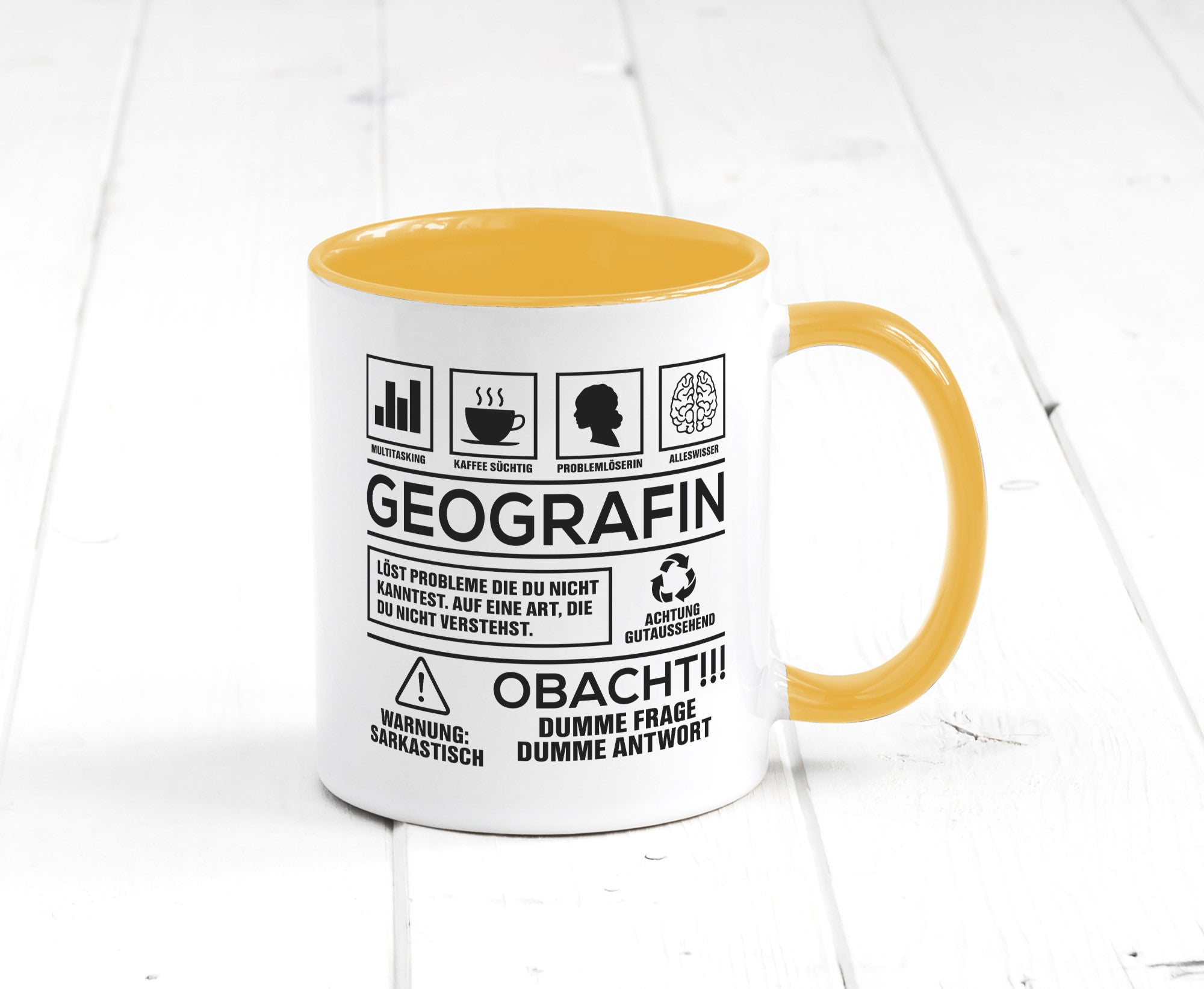 Achtung Probleme Geografin | Geografie Geschenkidee Humor Tasse