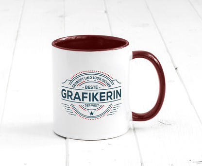 Geprüft und sicher: Grafikerin | Grafik Design Humor Geschenkidee Tasse