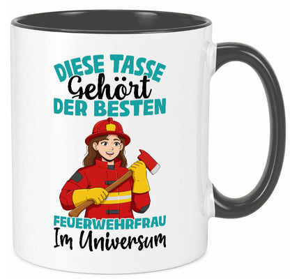 Im Universum: Feuerwehrfrau | Feuerwehr lustig Humor Geschenkidee Geschenk Tasse