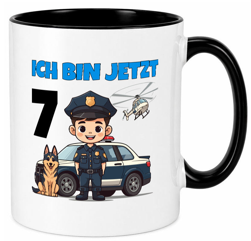 7. Geburtstag | 7 Jahre Polizei Kind Polizeiauto Humor Geschenkidee Tasse