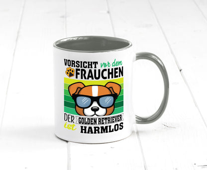 Vorsicht vor dem Frauchen Golden Retriever ist Harmlos lustiger Spruch Geschenk