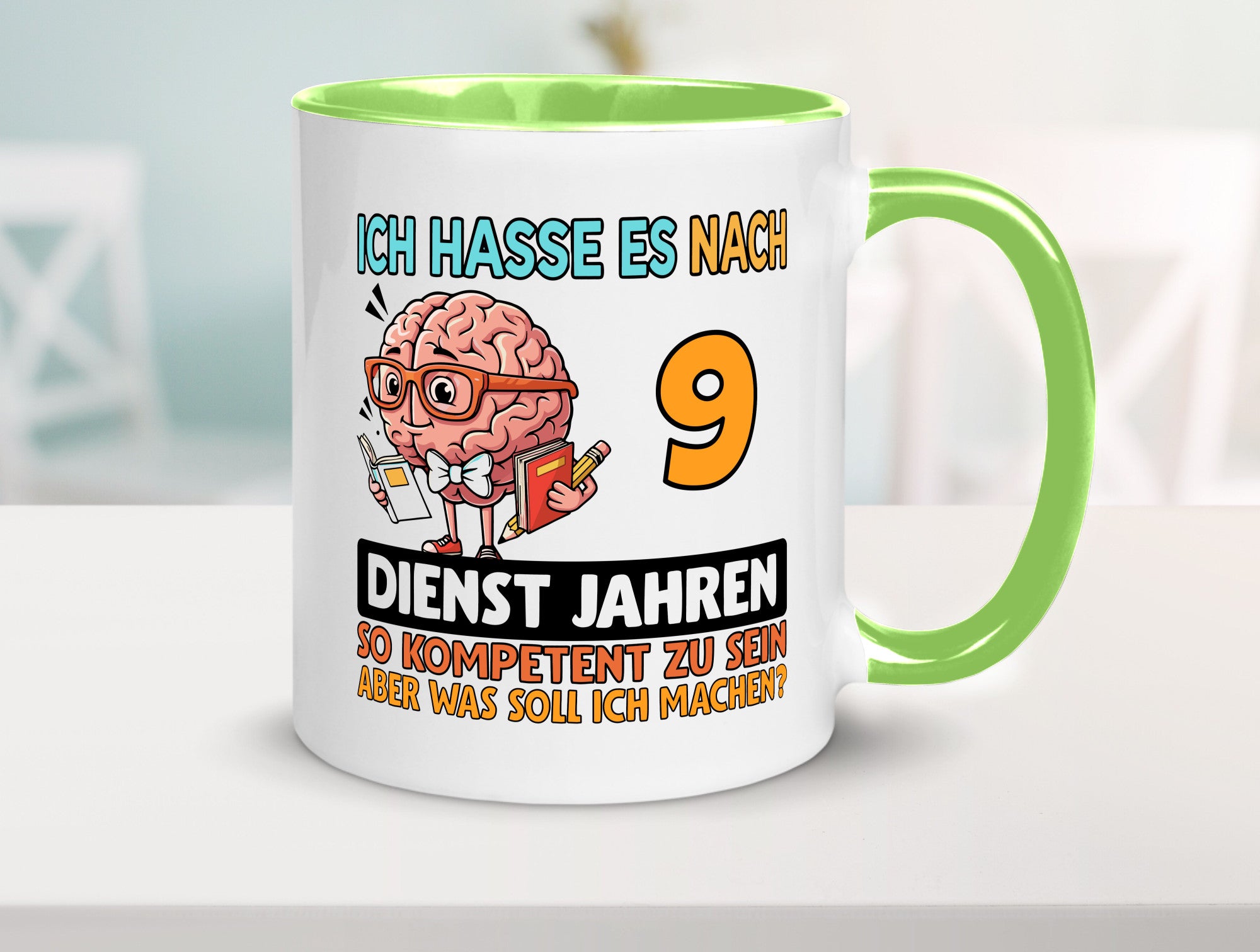 9 Dienstjahre | Arbeit Kompetent Humor Kollegen Büro Geschenkidee Tasse