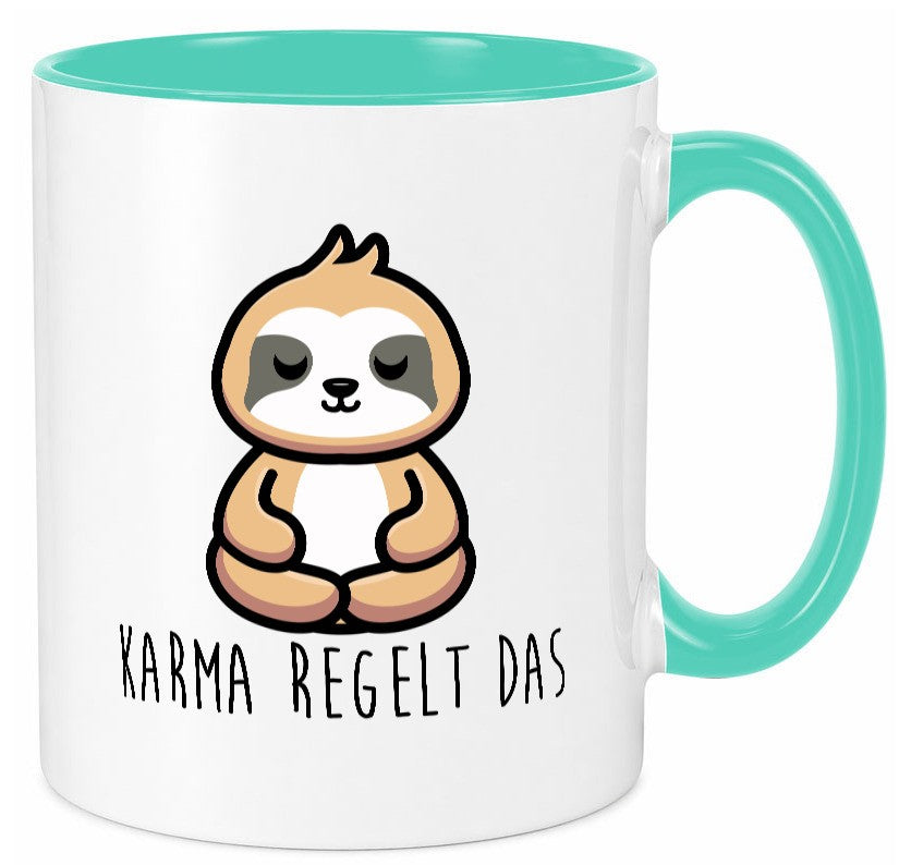 Karma regelt das | Yoga Faultier Meditation Chillen Geschenk Tierliebhaber Tasse