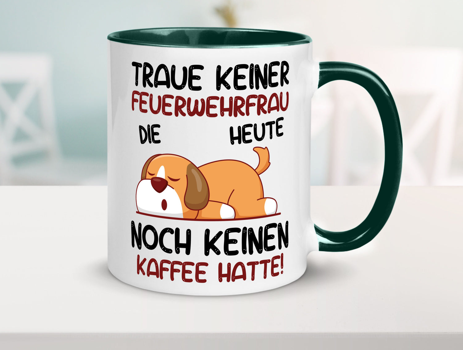 Traue keiner Feuerwehrfrau | Feuerwehr lustig Humor Geschenkidee Geschenk Tasse