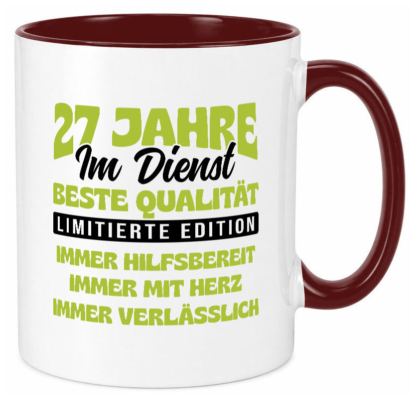 27 Jahre im Dienst | Jubiläum Arbeit v4 lustiger Spruch Geschenk Kollegen Büro Tasse