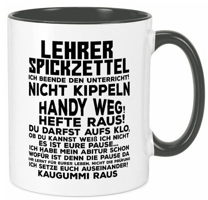 Lehrer Spickzettel | Beruf Tasse lustiger Spruch Geschenkidee Arbeit Kollegen