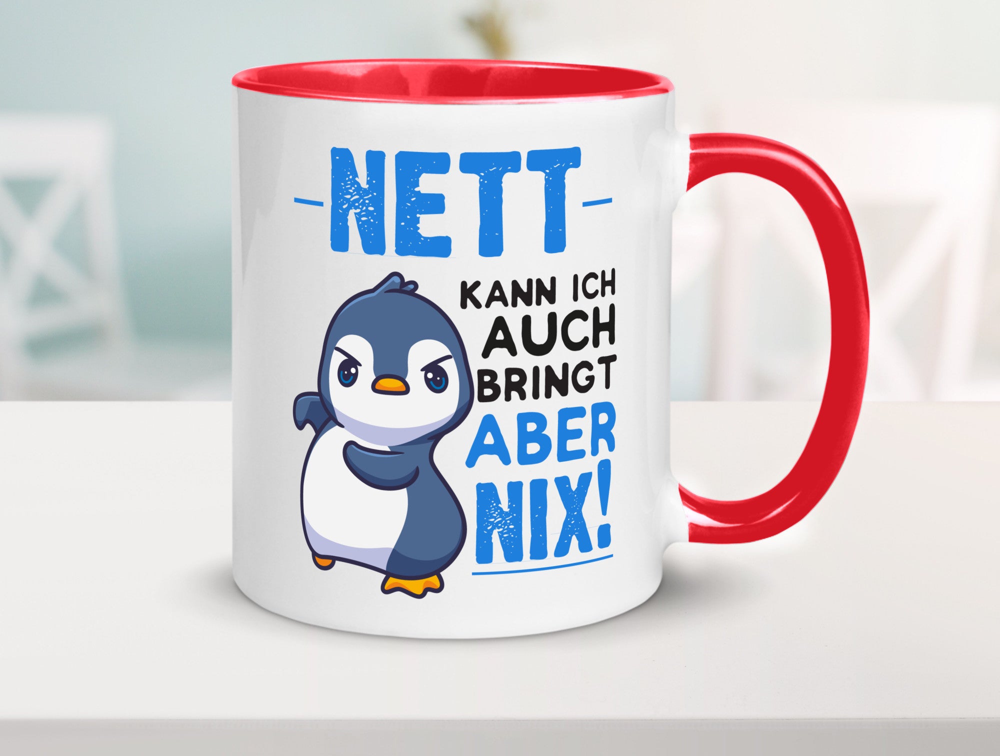 Nett kann ich auch | lustige Spruchtasse Pinguin Geschenk Humor Geschenkidee